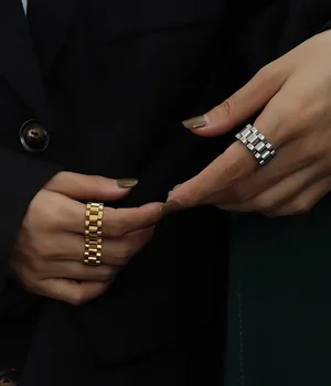 Titana Z 18 K Zlato Utrla Watch Trak Izjavo Obroč Ženske Iz Nerjavečega Jekla Nakit Elegancija Obleke Japonska Južna Koreja Moda Obroči