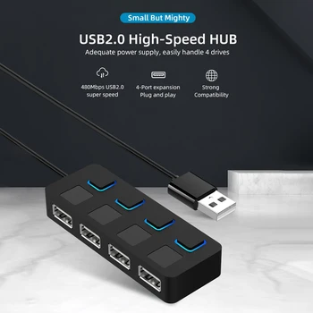 USB 2.0 HUB Multi USB Razdelilnik 4 Vrata Expander Več USB Power Adapter Ultra Podatkov Zvezdišče USB Flash Diski za Prenosni Računalnik