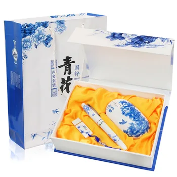 Ustvarjalne Kitajski slog modre in bele porcelanaste darilo USB pen miško nastavite modro in belo darilo polje oglaševanje darilo prilagajanje