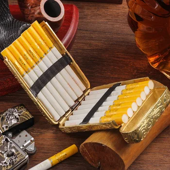 Ustvarjalne Čistega Bakra Cigaret Primeru za 14pcs Palice Cigarete Retro Peaky Blinders Podrsajte Okno Ročno izrezljane Imetnik Kajenje Orodja