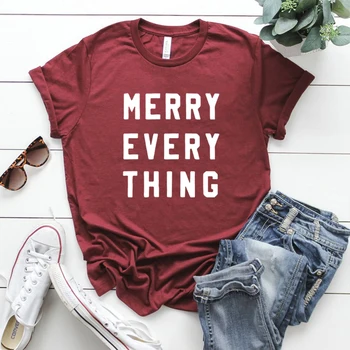 Vesel Vse T-Shirt Smešno Božič Rokavi Ženske Počitnice Majica Vesel Božič Majica Graphic T-Shirt Estetska Oblačila