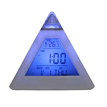 XINCHEN Trikotnik Piramida Digitalna Budilka Barvita Ozadja Spremeni Ura Večni Koledar Termometer