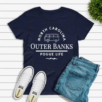 Zunanji Bank Majica Pogue Življenje North Carolina T-Shirt TV Serije Rokavi Ženske Grafični Tees Poletje Moda Priložnostne Kratek Rokav Vrhovi