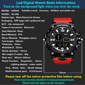 Šport Digitalni Watch Vojaške Moške Ure Silikonske Veliko Številčnico Kronograf Moška Elektronski LED Ročne Shockproof Neprepusten