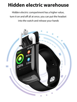 Šport Gledam 1.3 palčni G36 Pametno Gledati Z Bluetooth Slušalke Srčnega utripa Smart Manšeta Dolgo Časa Pripravljenosti Brezžična Slušalka