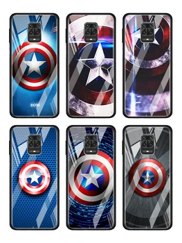 Captain America ščit Marvel za Xiaomi Redmi K40 K30 K20 Pro Plus 9C 9A 9 8A 7 Luksuzni Lupini Kaljeno Steklo Telefon Primeru Zajema